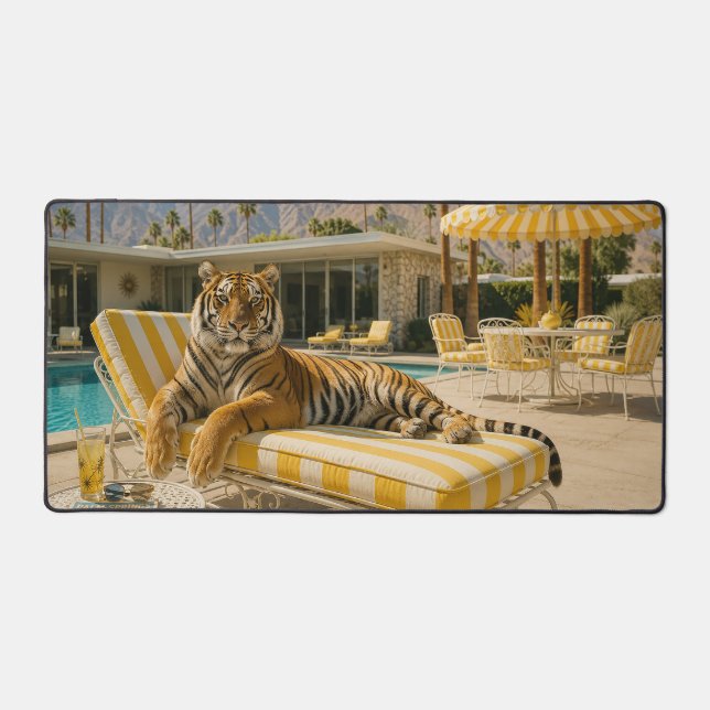 Palm Springs Poolside Tiger Desk Mat (Front)
