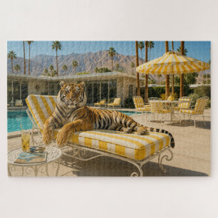 Palm Springs Poolside Tiger Jigsaw Puzzle