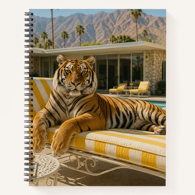 Palm Springs Poolside Tiger Notebook (Front)