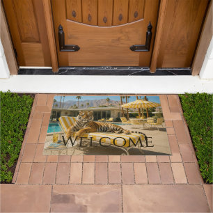 Palm Springs Poolside Tiger Welcome Doormat
