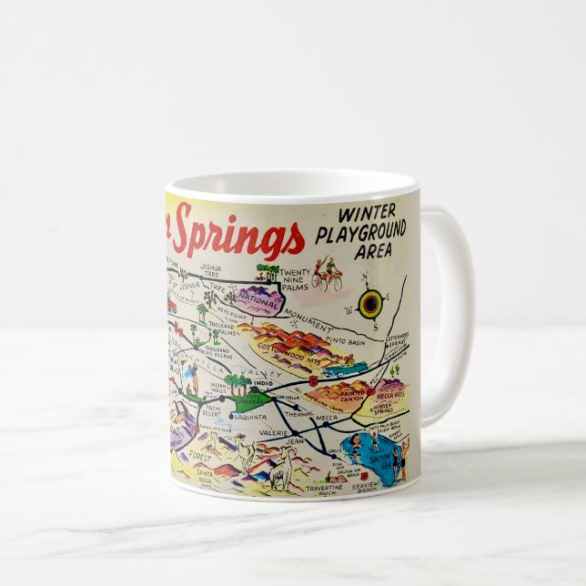 Palm Springs Retro Map Mug (Front Right)