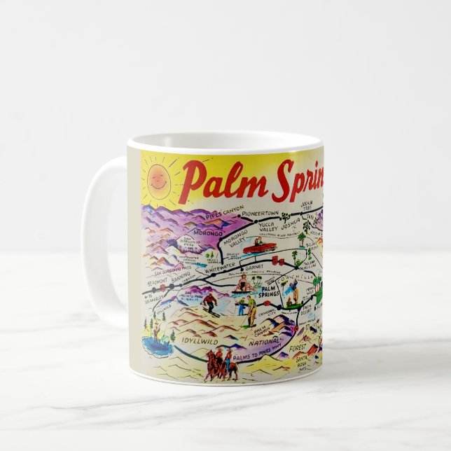 Palm Springs Retro Map Mug (Front Left)
