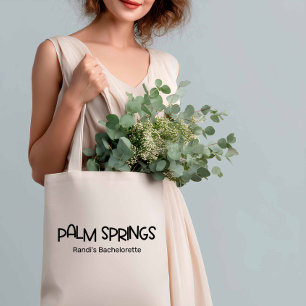 Palm Springs Retro Minimalist Black Bachelorette Tote Bag