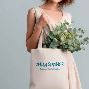 Palm Springs Retro Minimalist Blue Bachelorette Tote Bag