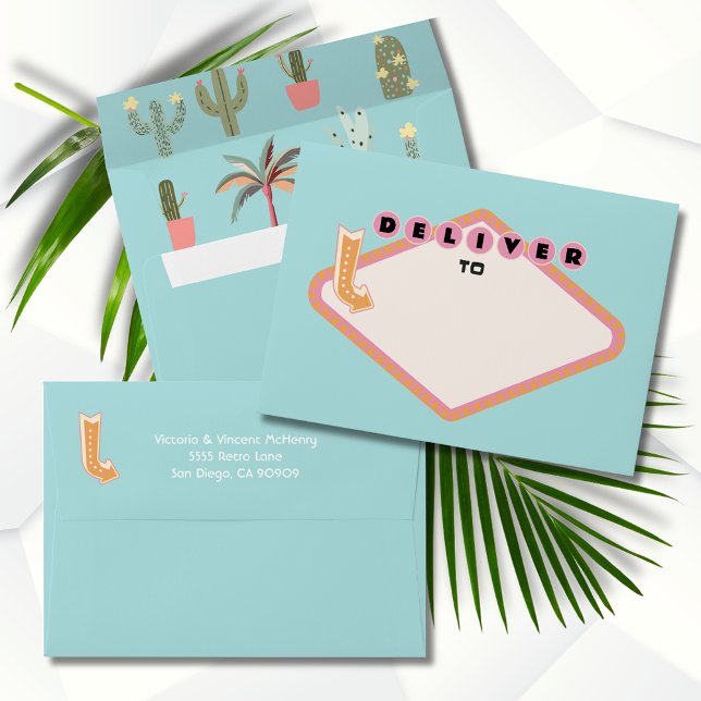 Palm Springs Retro Sign return address Envelope (Creator Uploaded)