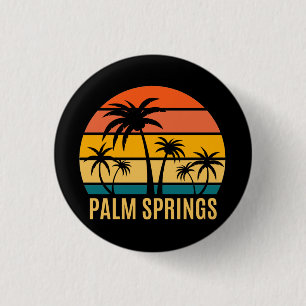 Palm Springs Sunset And Palm Trees Beach 3 Cm Round Badge