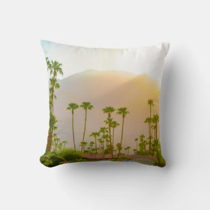 Palm Springs sunset day with mountains and palm tr Cushion
