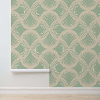 Palm Springs - Sunset Palms - Mint Green Wallpaper