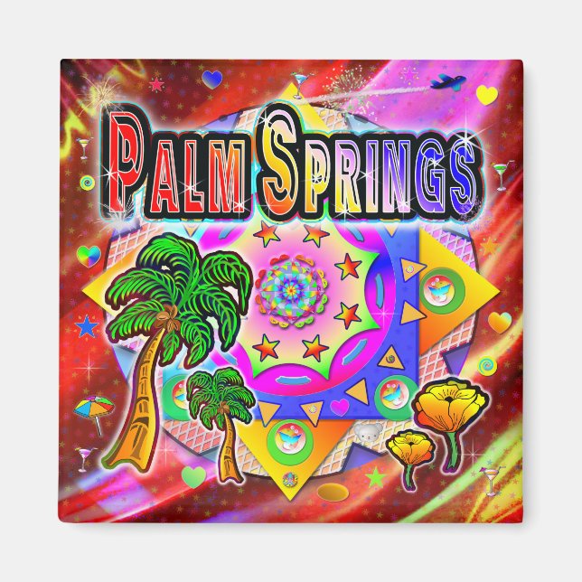 Palm Springs Tropical Friends Magnet (Front)