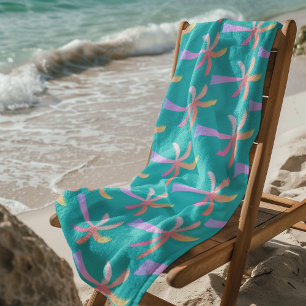  Palm Springs Turquoise Blue Tropical Palm Tree Beach Towel