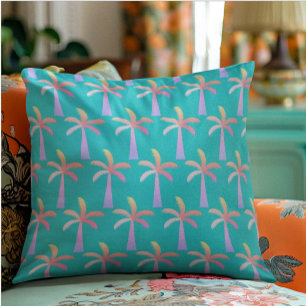  Palm Springs Turquoise Blue Tropical Palm Tree Decorative Cushion