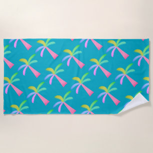 Palm Springs Turquoise Colourful Palm Trees Beach Towel