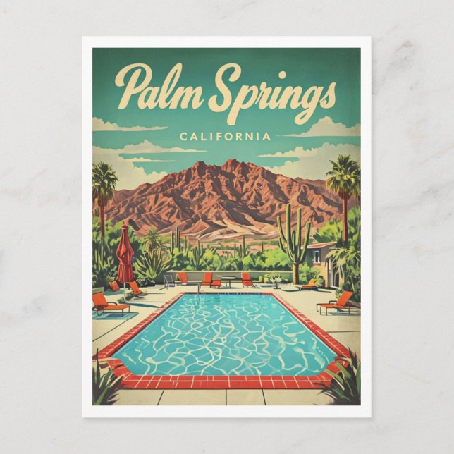 Palm Springs Vintage Inspired Graphic Design Postcard (Front)