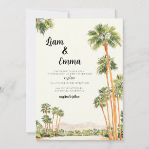 Palm Springs Watercolor Wedding Destination Invitation