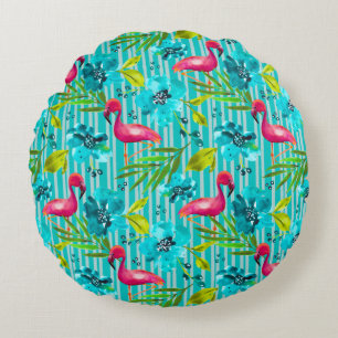 Palm Springs Yard&Garden Flamingo Teal Round Cushion