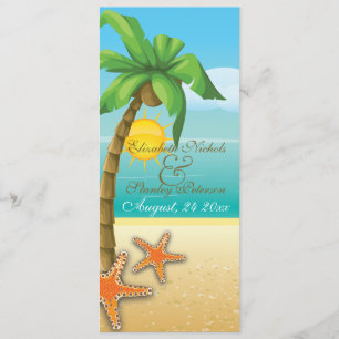 Palm & starfish beach wedding ceremony program
