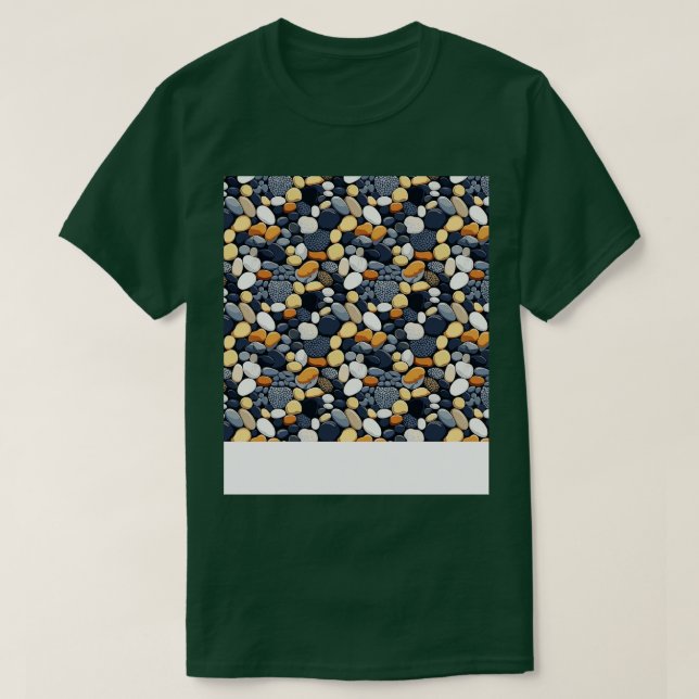 Palm Stones Seamless Pattern Beach Pebble Gemstone T-Shirt (Design Front)