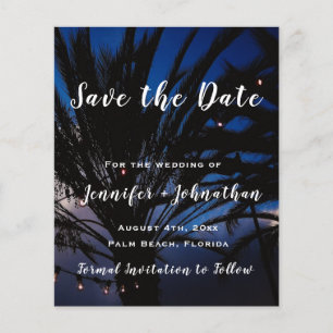 Palm String Lights Wedding Save the Date Cards