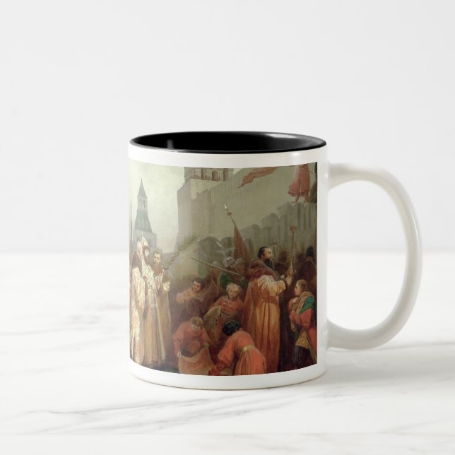 Palm Sunday Procession Two-Tone Coffee Mug (Right)