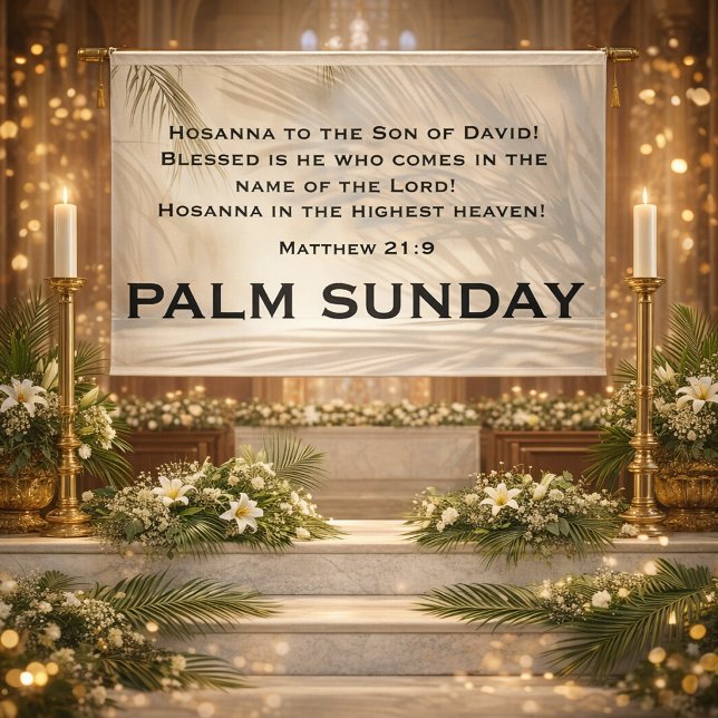 Palm Sunday Scripture with Soft Palm Shadows Banner (Creator Uploaded)