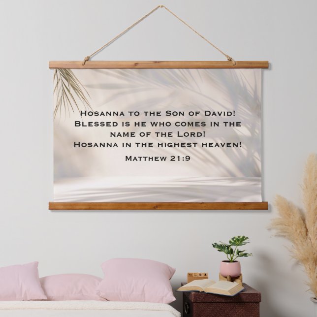 Palm Sunday Scripture with Soft Palm Shadows Hanging Tapestry (Bedroom)