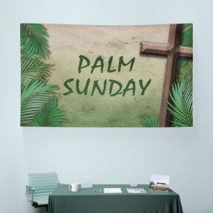 Palm Sunday Worship Banner with Cross