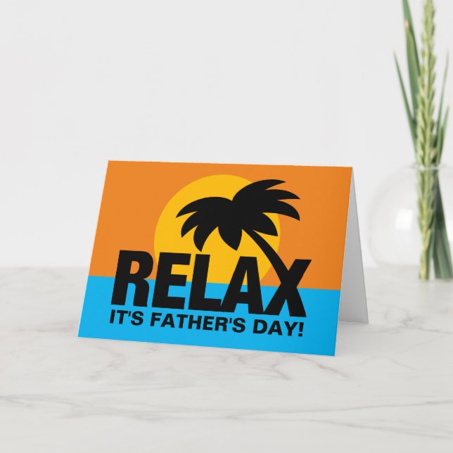 Palm sunset Fathers day card for father or stepfat (Front)