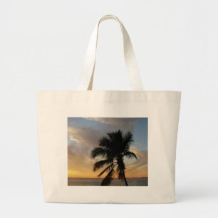 Palm sunset large tote bag