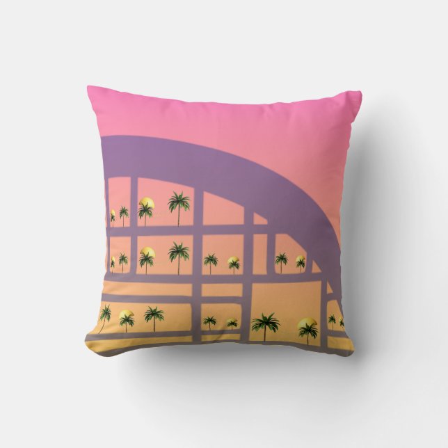 Palm Sunset Pattern Throw Pillow 16" x 16" (Front)