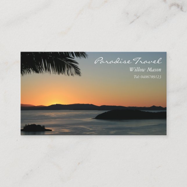 Palm Sunset, Travel Business Card (Front)