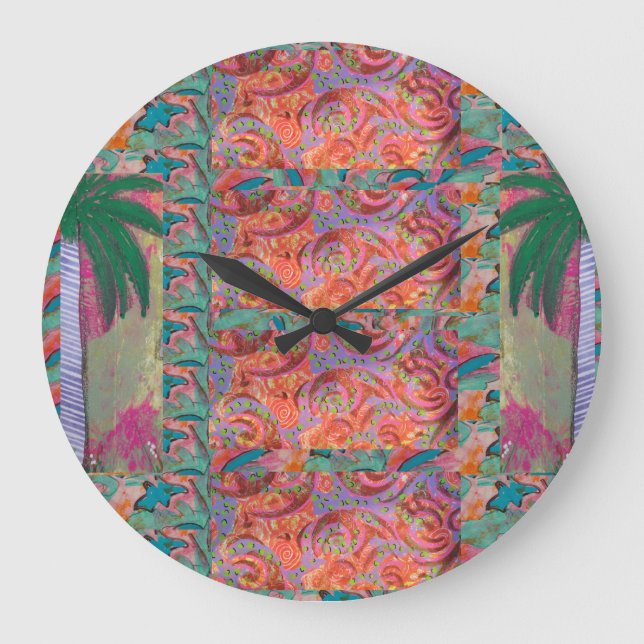 Palm Tree Abstract Large Clock (Front)