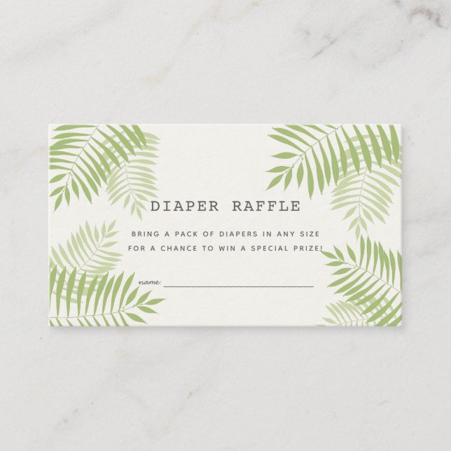 Palm Tree Aloha Baby Shower Diaper Raffle Ticket Enclosure Card (Front)