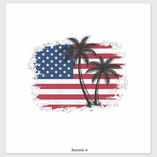 Palm Tree American Flag Patriotic Beach Vector Art (Sheet)