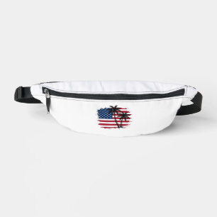 Palm Tree American Flag Patriotic Beach Vector Art Bum Bags