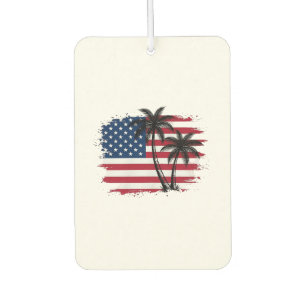 Palm Tree American Flag Patriotic Beach Vector Art Car Air Freshener