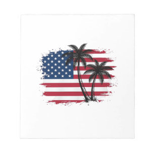 Palm Tree American Flag Patriotic Beach Vector Art Notepad