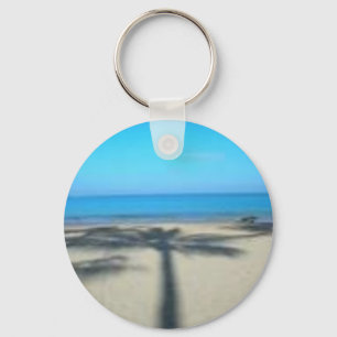 Palm tree and beach key ring