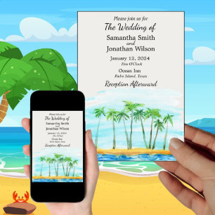 Palm Tree and Beach Wedding Invitation
