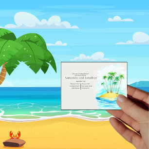 Palm Tree and Beach Wedding Rehearsal  Invitation