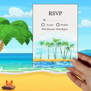 Palm Tree and Beach Wedding RSVP Card