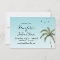 Palm Tree and Birds Simple Beach Wedding