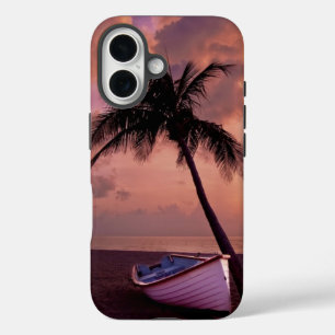 Palm Tree and Boat Beach Sunset iPhone 16 Case