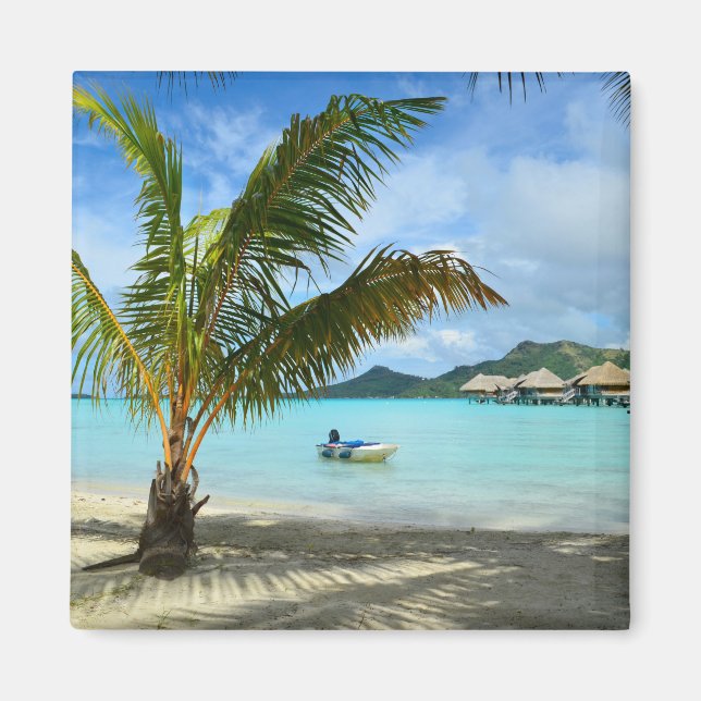 Palm tree and overwater resort magnet (Front)