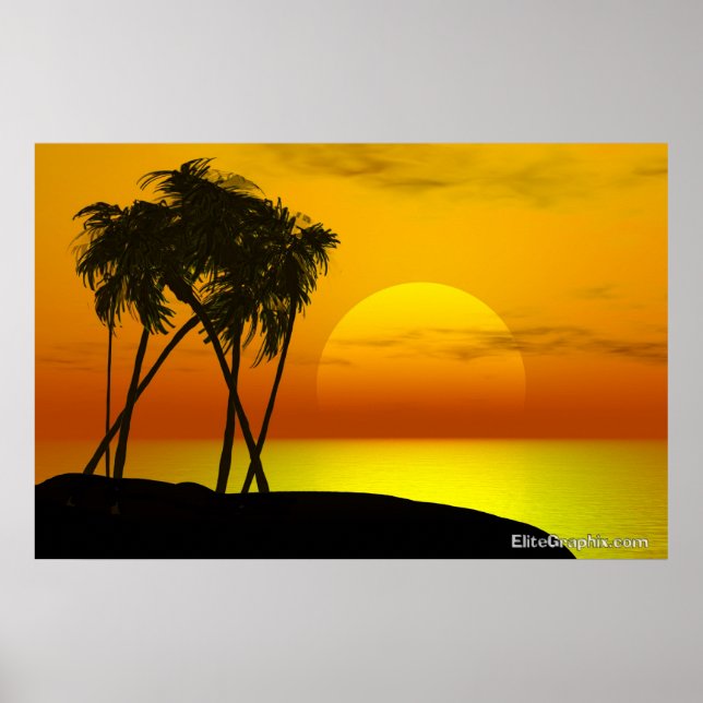 Palm Tree and Sunset Poster (Front)