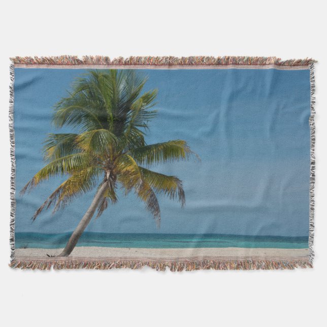 Palm tree and white sand beach  2 throw blanket (Front)