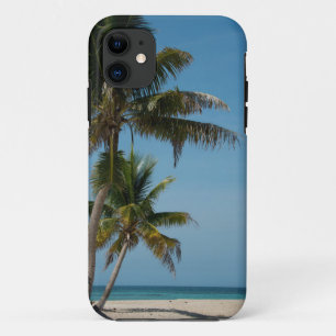 Palm tree and white sand beach iPhone 11 case