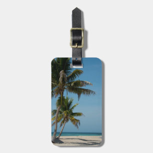 Palm tree and white sand beach luggage tag