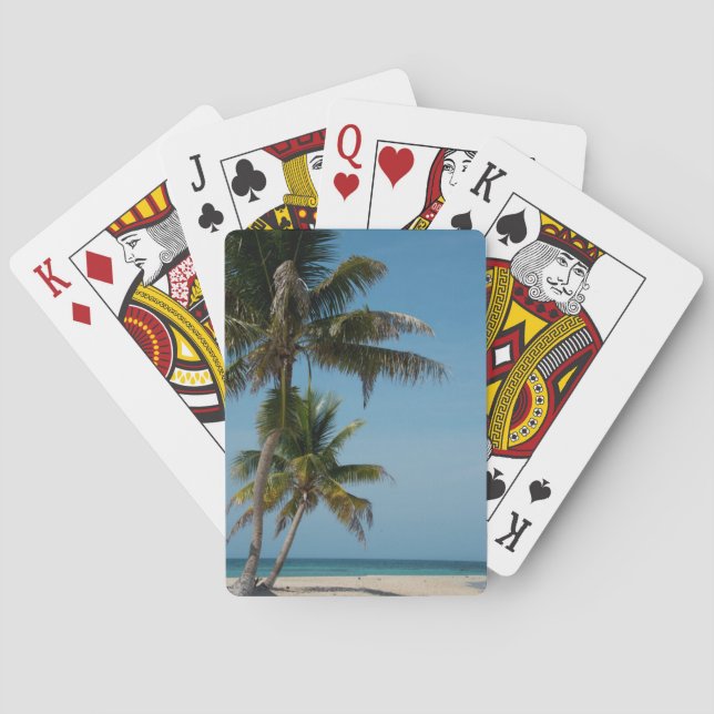 Palm tree and white sand beach playing cards (Back)