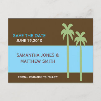 palm tree announcement postcard