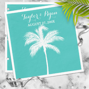 Palm Tree Aqua Wedding Paper Napkins